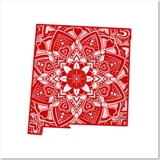 Red New Mexico State Gift Mandala Yoga NM Art Posters and Art